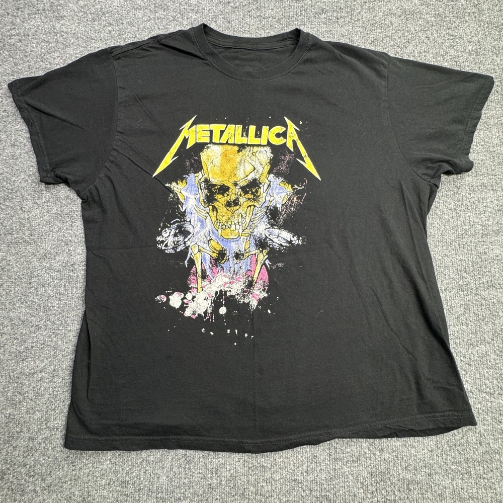 Metallica Graphic Tee Mens XL Black Skull Splatter Rock Band Heavy Metal Concert